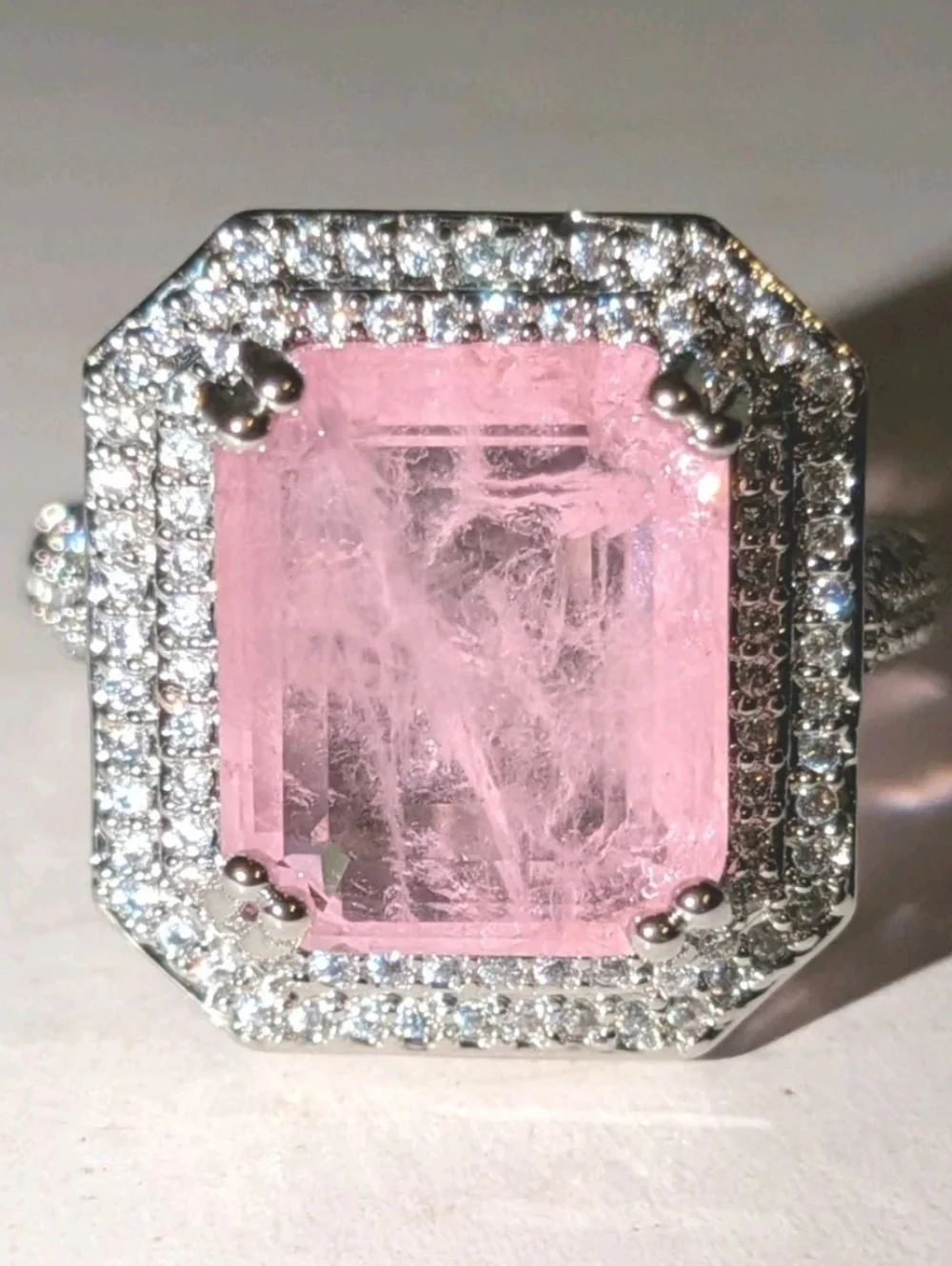 Shiny S925 6 Ct Lab- Created Kunzite Diamond Engagement Ring For Women Sz 6.5